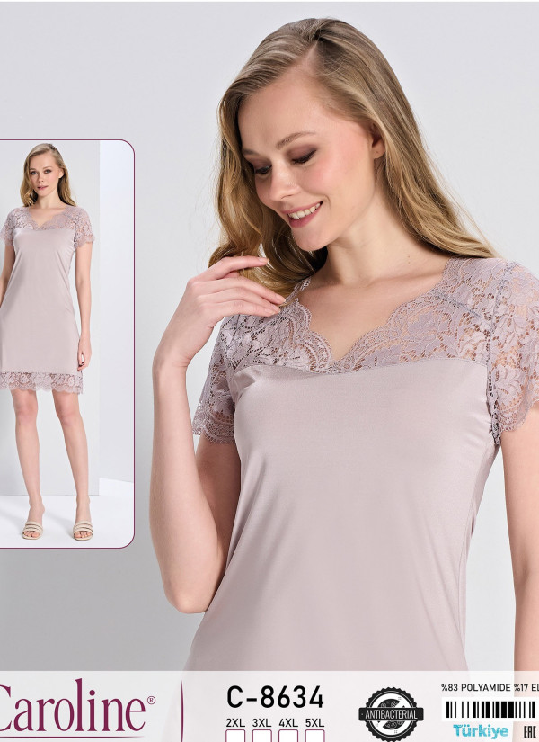 Caroline C-8634 Nightdress (2XL+3XL+4XL+5XL) — factory-direct from Turkey