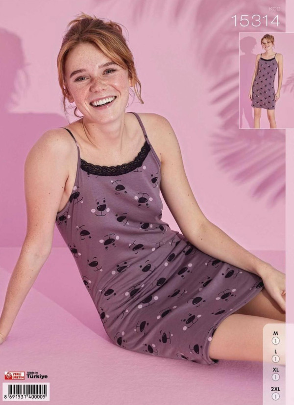 Pijamo 15314 Nightdress (M+L+XL+2XL) — Turkish factory wholesale