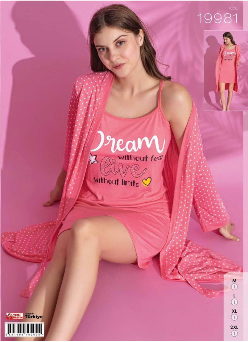Комплект Халат и Сорочка (M+L+XL+2XL) 19981 Pijamo 19981 — фабричная коллекция оптом