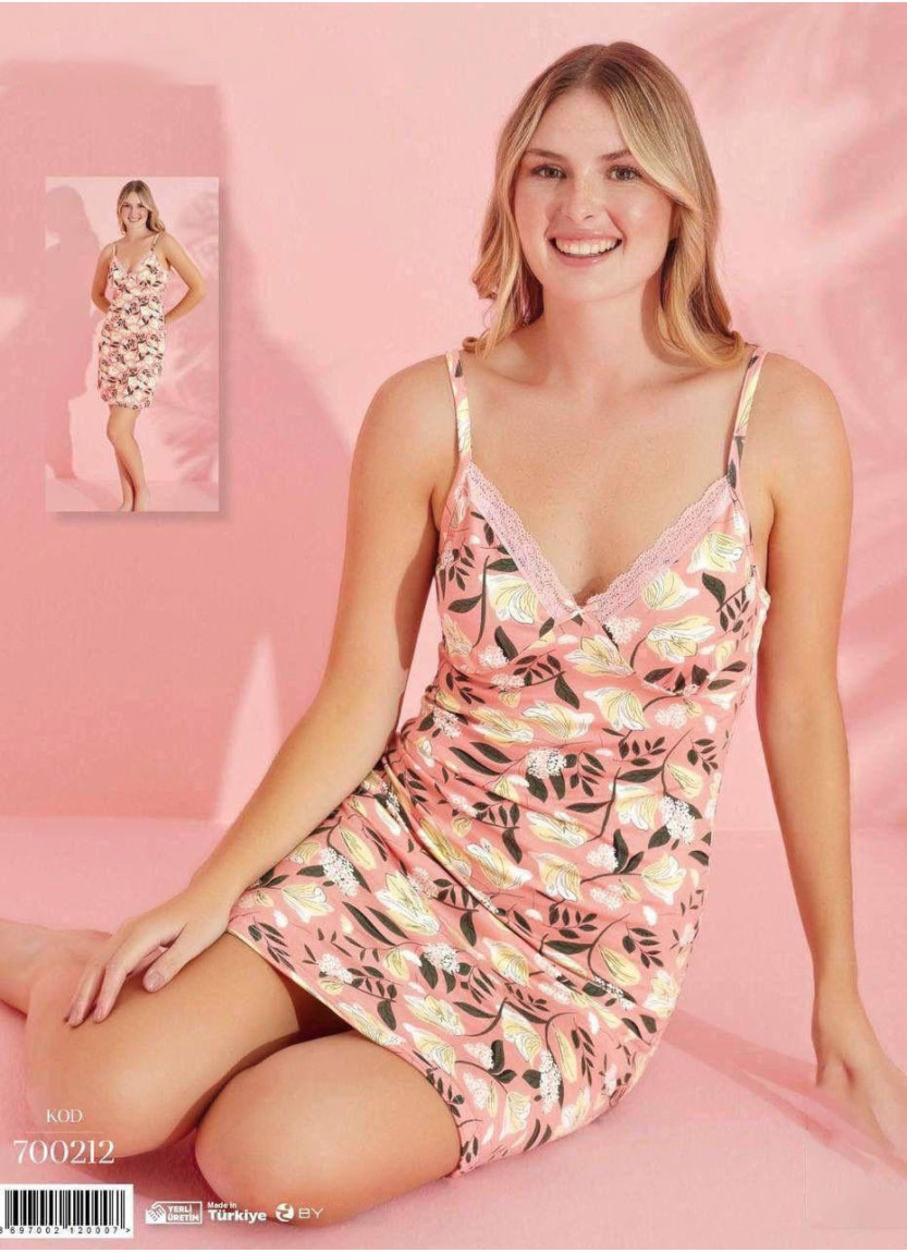 Ночная Сорочка на Бретельках (M+L+XL+2XL) 700212 Pijamo 700212 — оптом от турецкой фабрики