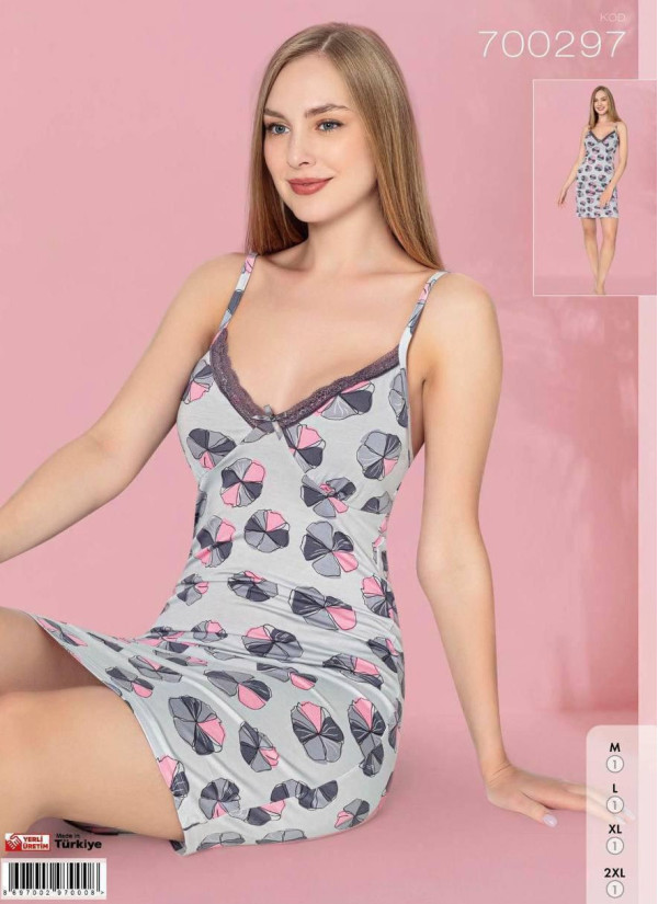 Pijamo 700297 Nightdress (M+L+XL+2XL) — Turkish factory wholesale