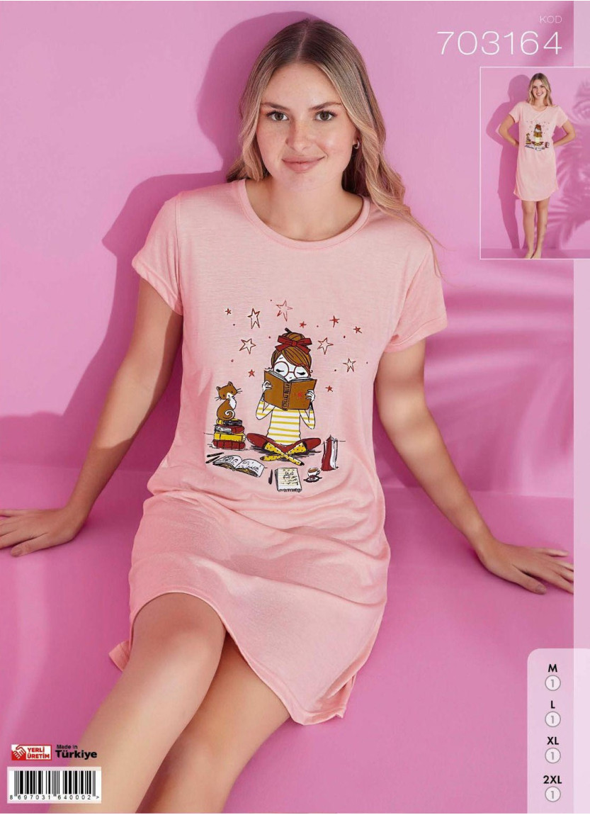 Туники с Коротким Рукавом (M+L+XL+2XL) 703164 Pijamo 703164 — купить оптом со Стамбула