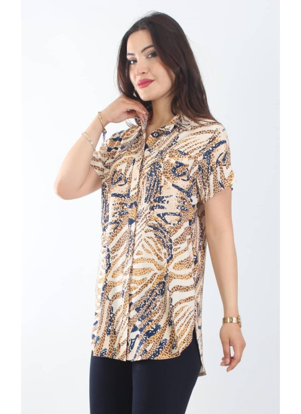 Женская Рубашка (L+XL+2XL+3XL+4XL) JEN JEN 0525 — турецкий текстиль оптом