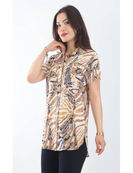 Женская Рубашка (L+XL+2XL+3XL+4XL) JEN JEN 0525 — турецкий текстиль оптом