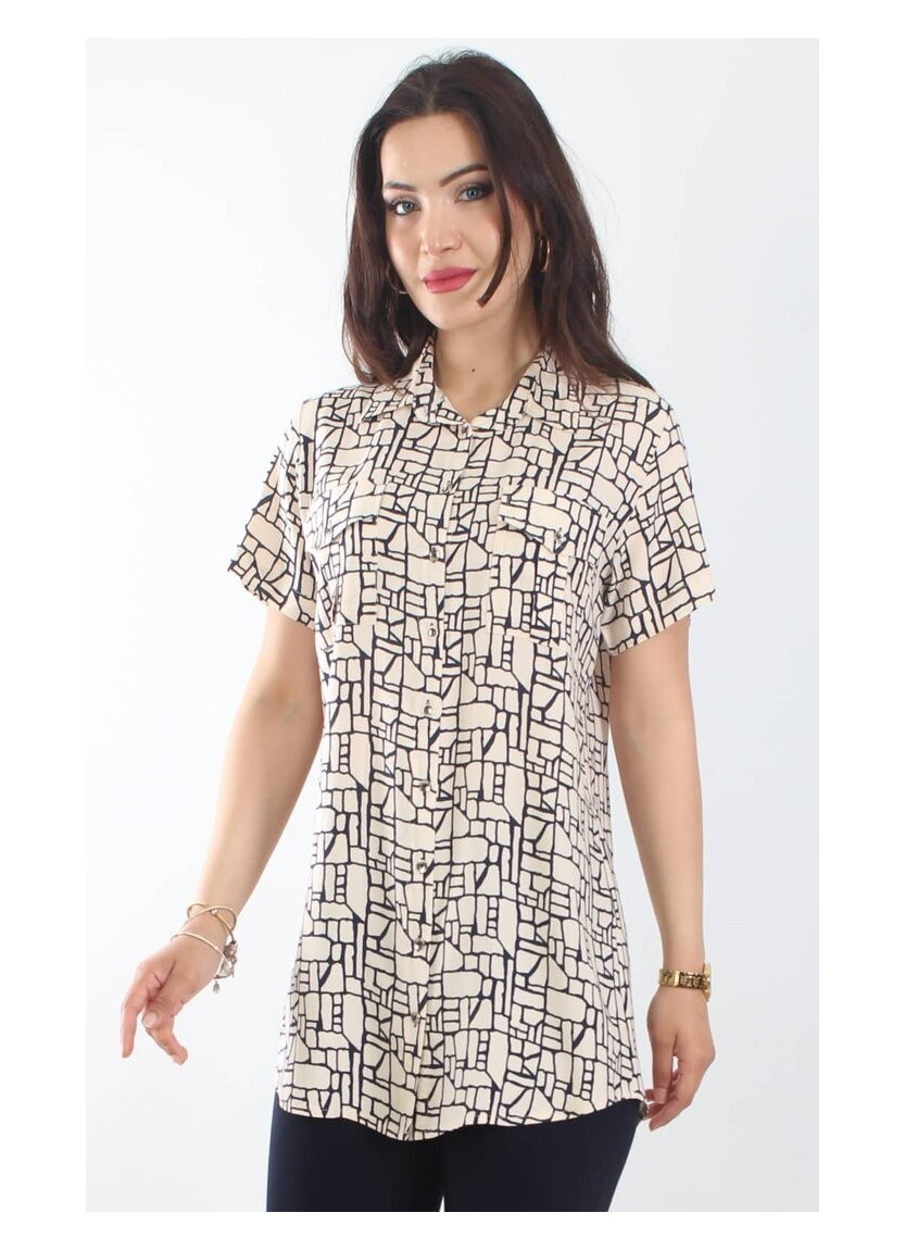 Женская Рубашка (L+XL+2XL+3XL+4XL) JEN JEN 0526 — оптом от турецкой фабрики