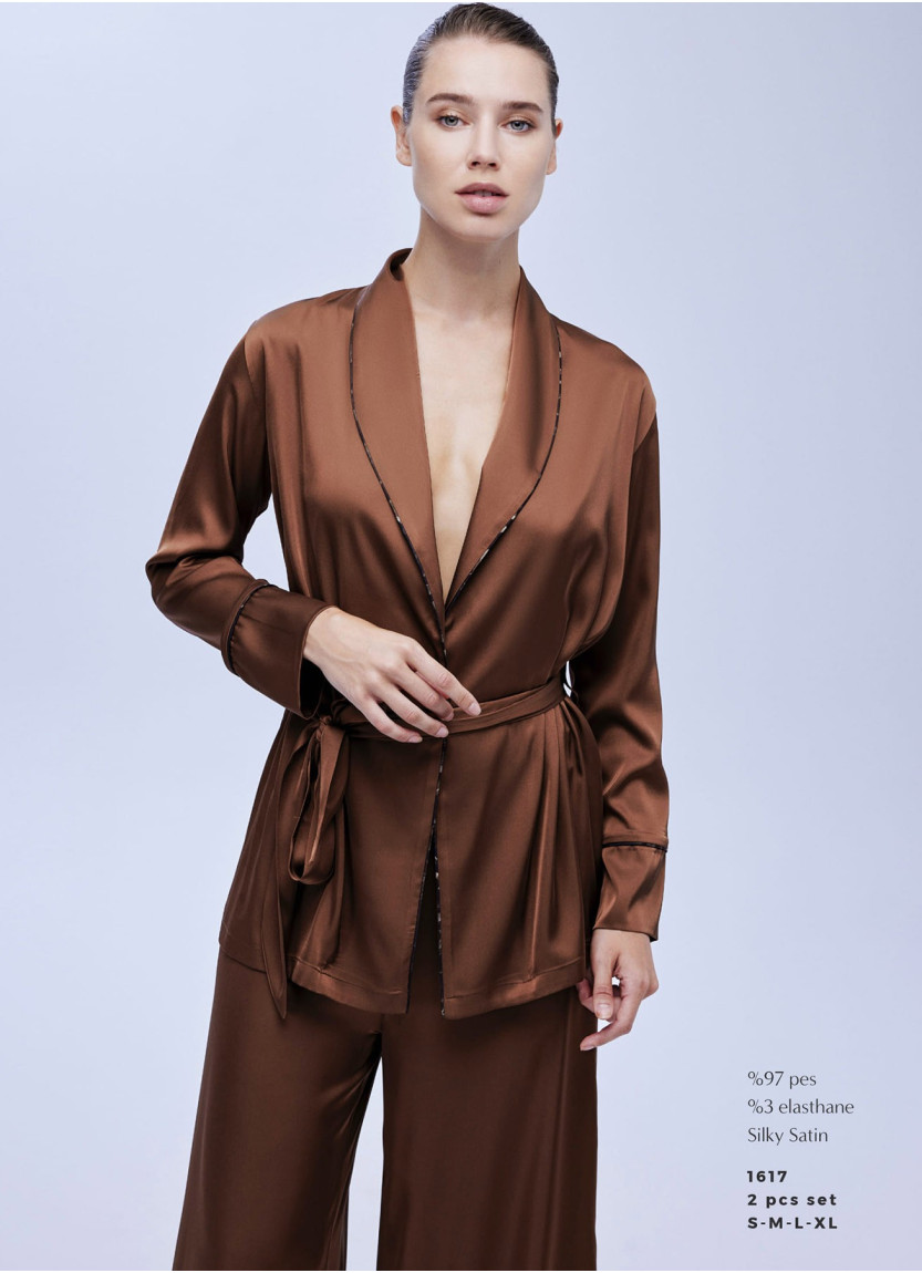 Bonjour Madame 1617 Satin Pants Homewear Set — Turkey wholesale collection