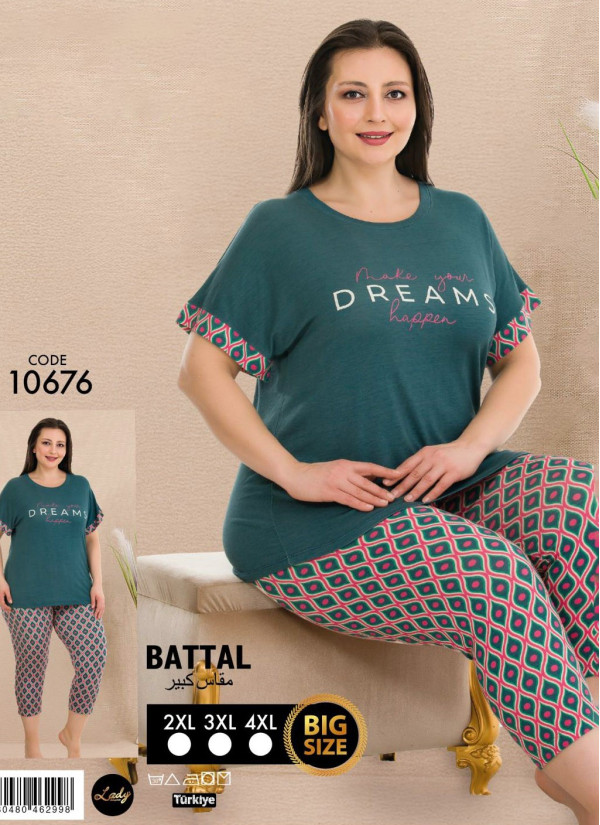 Lady BTL 10676 Capri Homewear Set (2XL+3XL+4XL) — wholesale from Turkey