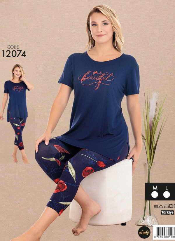 Lady 12074 Capri Homewear Set (M+L+XL) — wholesale from Turkey