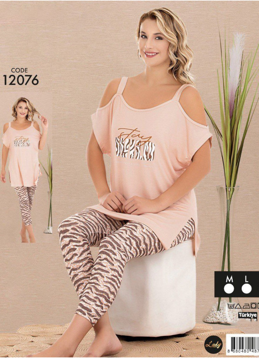 Женский Комплект с Капри из Хлопка с Эластаном (M+L+XL) Lady Lady 12076 — турецкий текстиль оптом