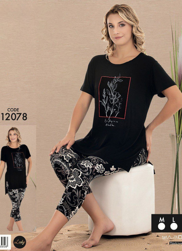 Lady 12078 Capri Homewear Set (M+L+XL) — wholesale from Turkey