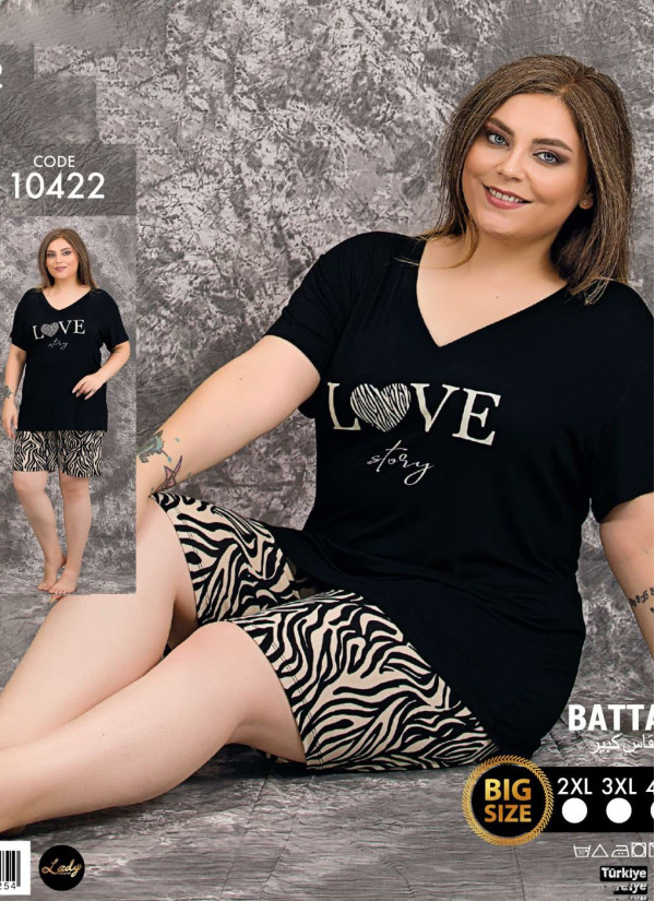 Lady BTL 10422 Shorts Homewear Set (2XL+3XL+4XL) — direct Turkish factory supply