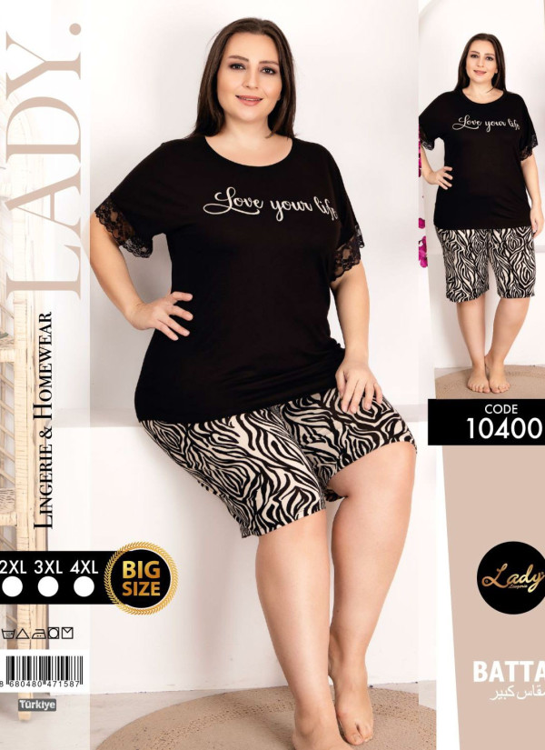 Lady BTL 10400 Shorts Homewear Set (2XL+3XL+4XL) — wholesale from Turkey