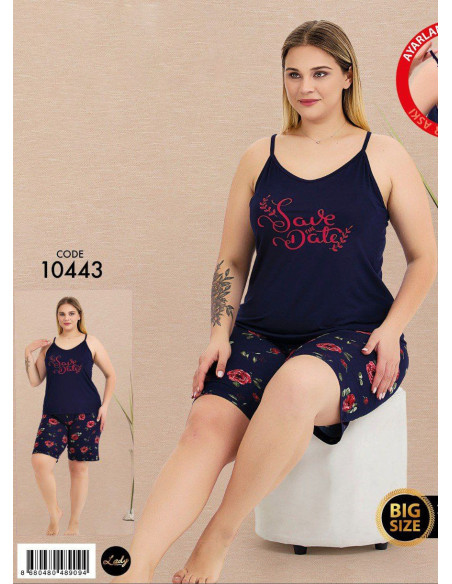 Lady BTL 10443 Shorts Homewear Set (2XL+3XL+4XL) — Turkish factory wholesale