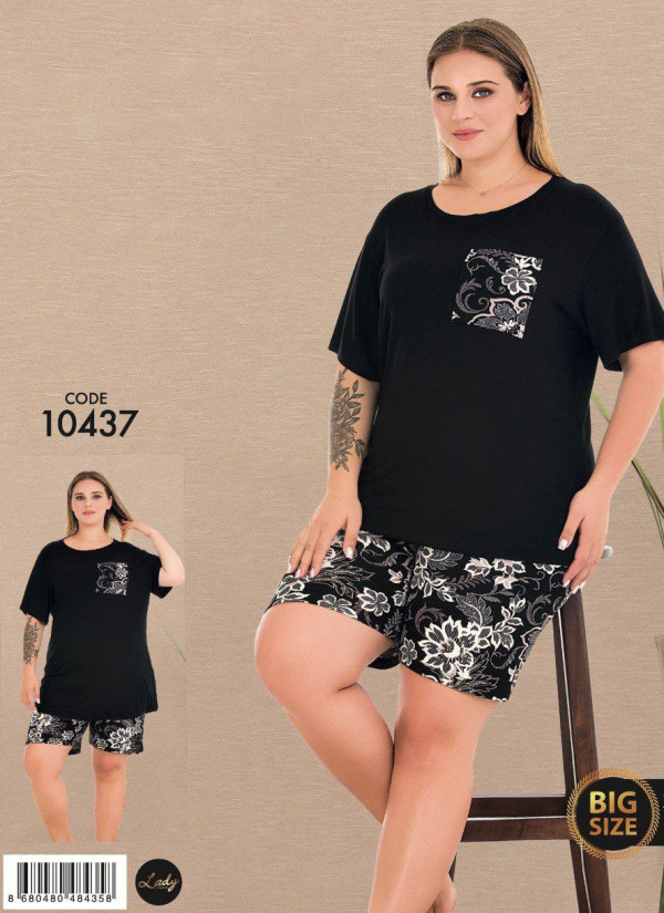 Lady BTL 10437 Shorts Homewear Set (2XL+3XL+4XL) — Turkish textile wholesale