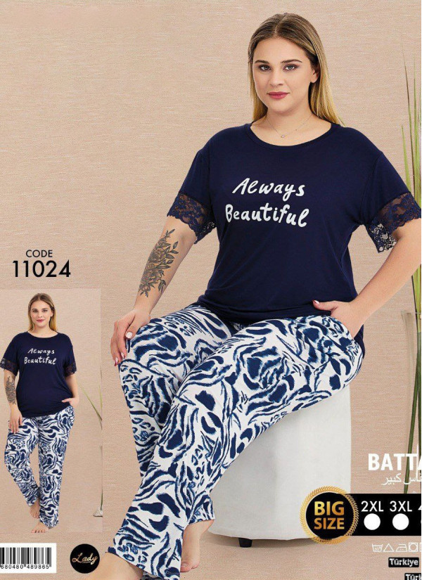 Lady BTL Ksa 11024 Pants Homewear Set (2XL+3XL+4XL) — Turkish textile wholesale