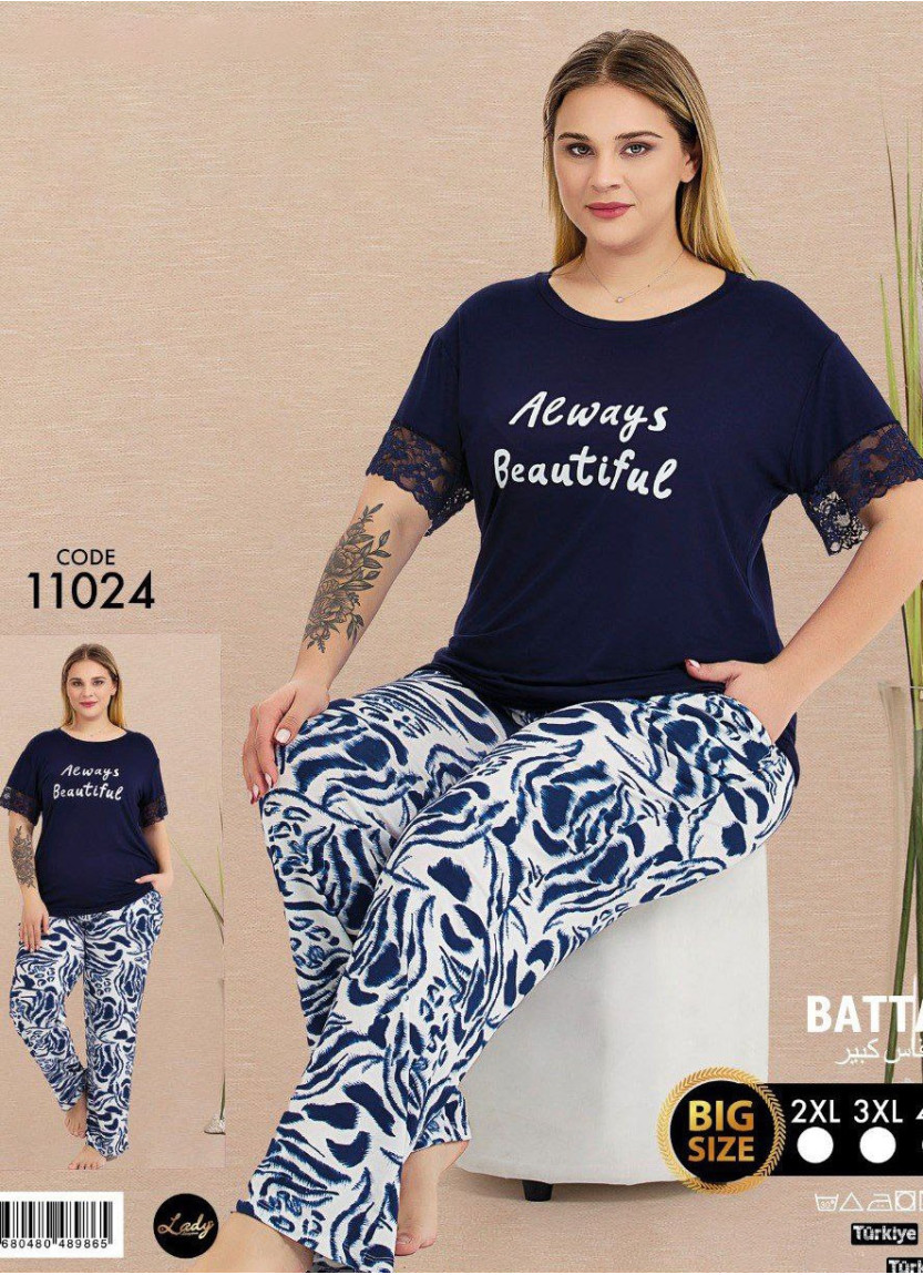 Lady BTL Ksa 11024 Pants Homewear Set (2XL+3XL+4XL) — Turkish textile wholesale