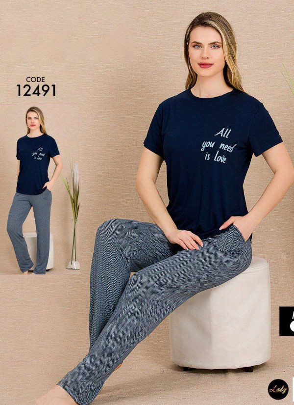 Lady Ksa 12491 Pants Homewear Set (M+L+XL) — factory-direct from Turkey