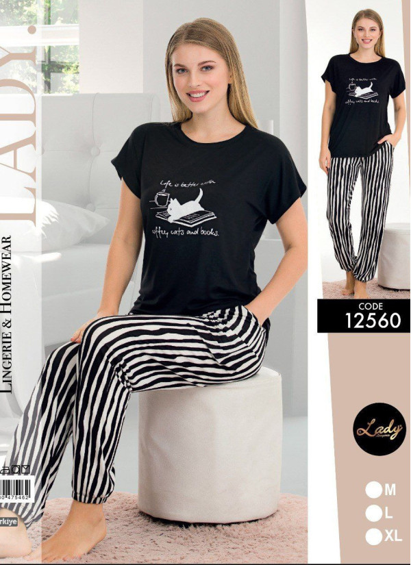 Lady Ksa 12560 Pants Homewear Set (M+L+XL) — wholesale from Turkey