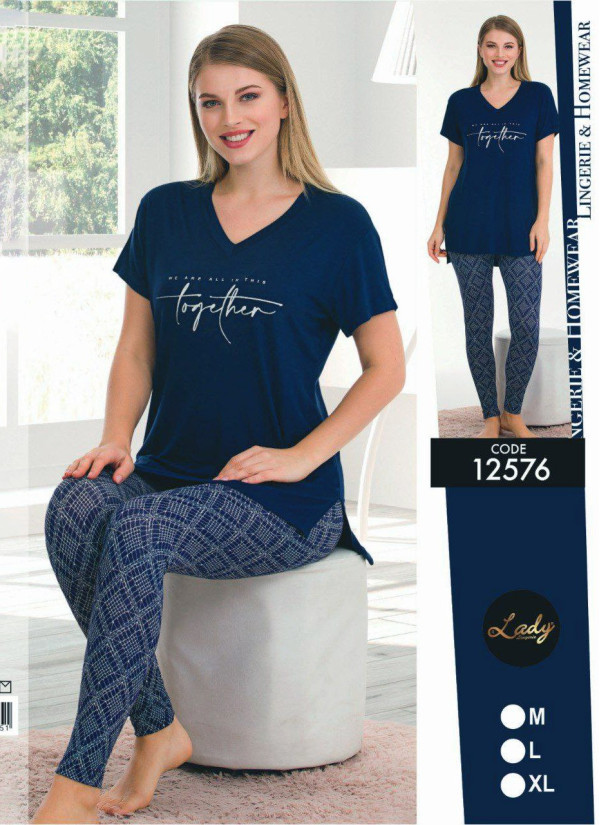 Lady Ksa 12576 Pants Homewear Set (M+L+XL) — Turkish textile wholesale