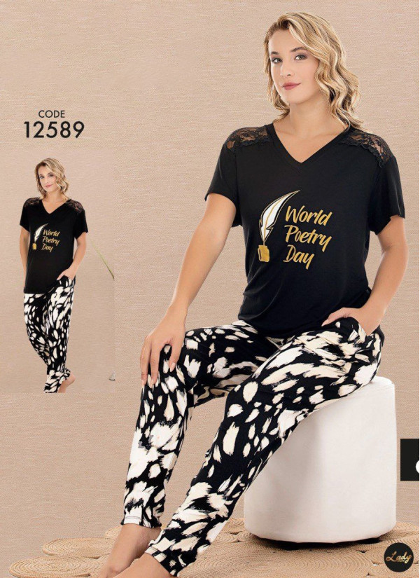 Lady Ksa 12589 Pants Homewear Set (M+L+XL) — Turkish textile wholesale