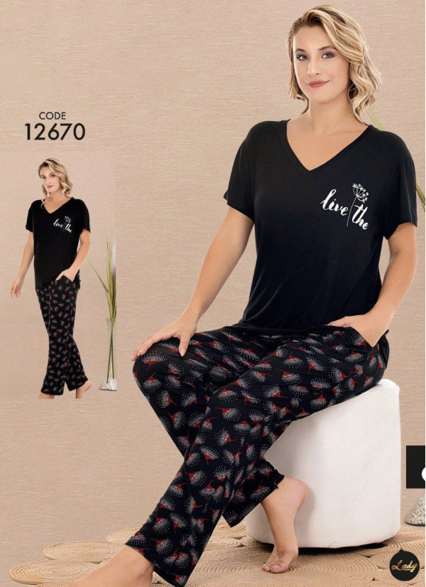 Lady Ksa 12670 Pants Homewear Set (M+L+XL) — Turkish textile wholesale
