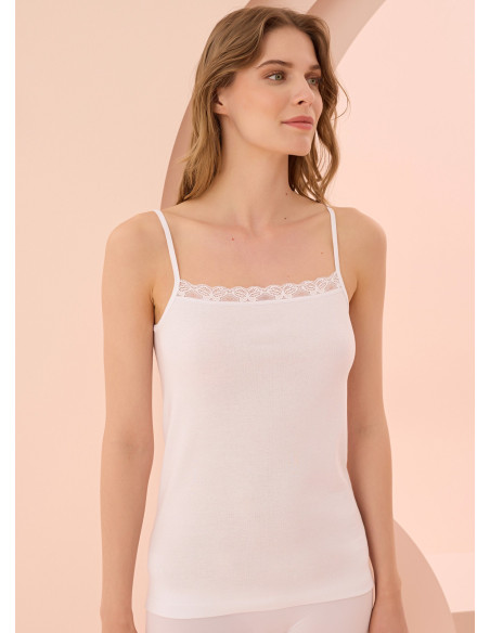 NBB 660 Beyaz Lace Tank Top — Turkish factory wholesale