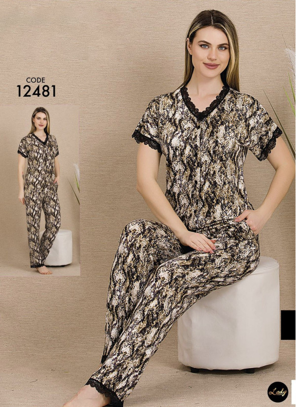 Lady Ksa 12481 Pants Homewear Set (M+L+XL) — Turkish factory wholesale