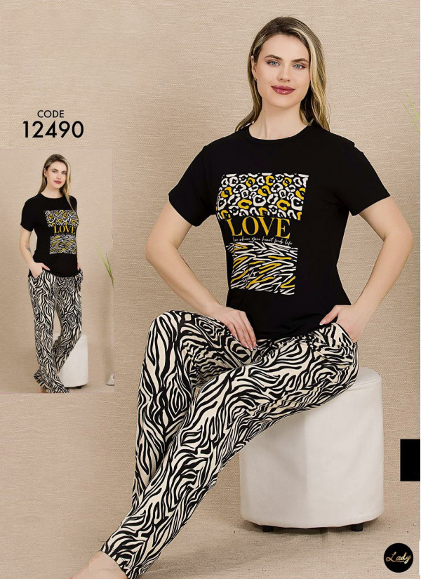 Lady Ksa 12490 Pants Homewear Set (M+L+XL) — Turkey wholesale collection