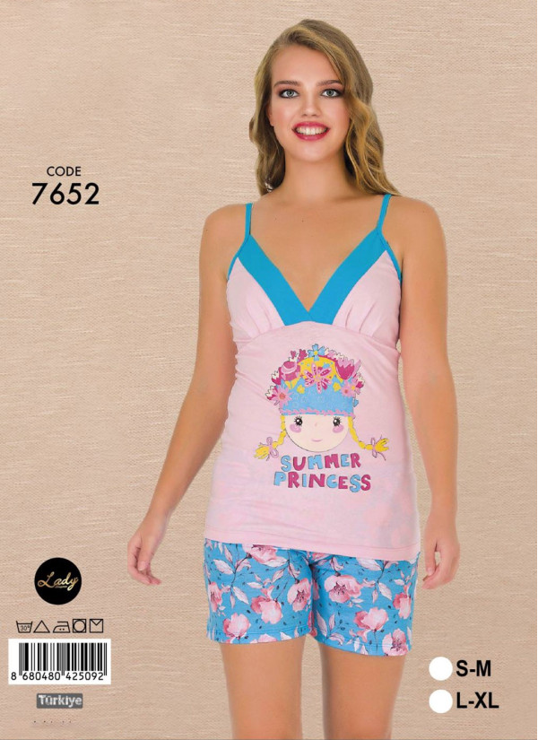Lady 7652 Shorts Homewear Set (S/M+L/XL) — Turkish factory wholesale