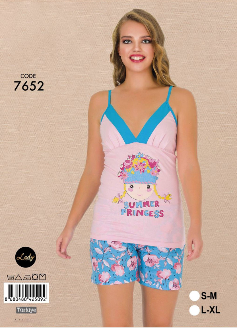 Lady 7652 Shorts Homewear Set (S/M+L/XL) — Turkish factory wholesale