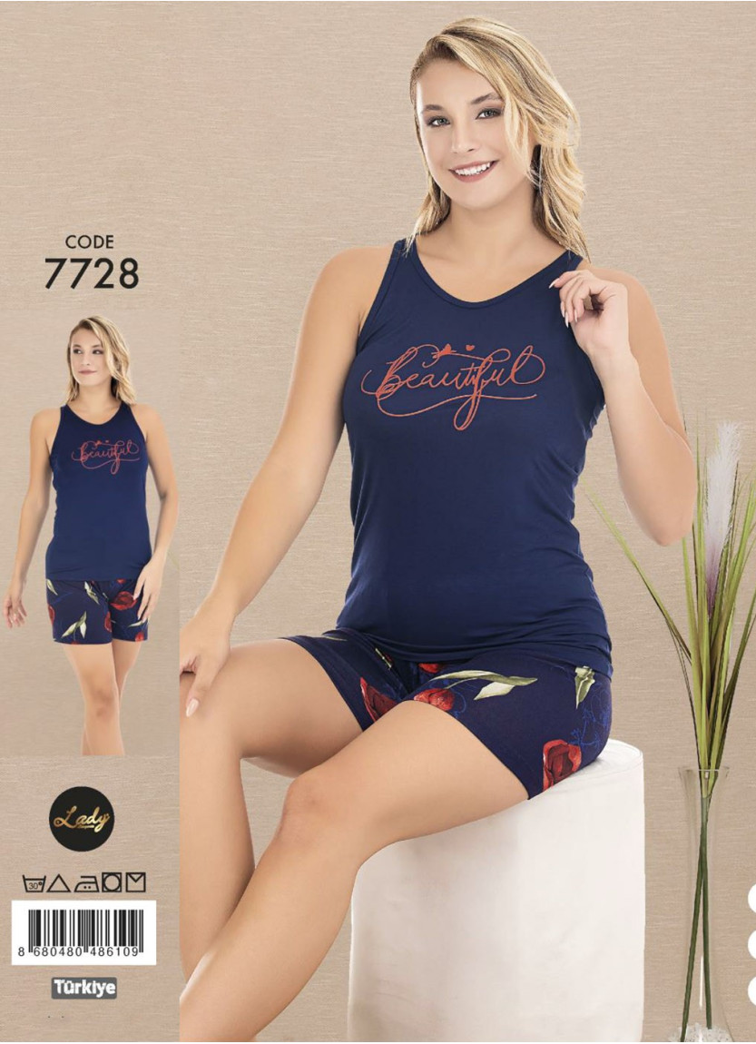 Lady 7728 Shorts Homewear Set (M+L+XL) — Turkish factory wholesale