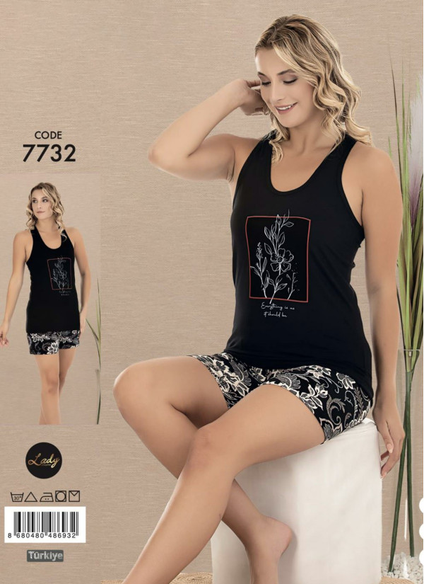 Lady 7732 Shorts Homewear Set (M+L+XL) — Turkey wholesale collection
