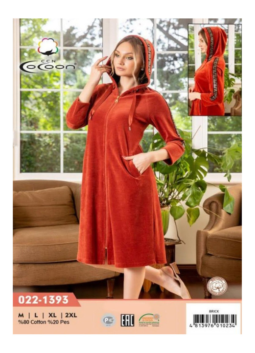 CCNO22-1393_BKC Velour Women's Robe (M+L+XL+2XL) — direct Turkish factory supply