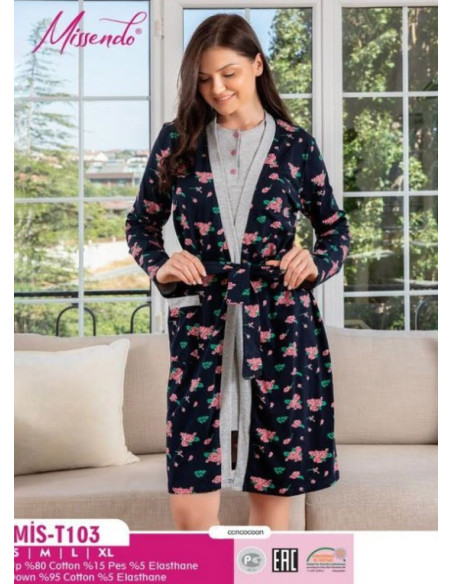 MİS-T103_OJN 2-Piece Robe & Nightdress Set (S+M+L+XL) — wholesale for boutiques
