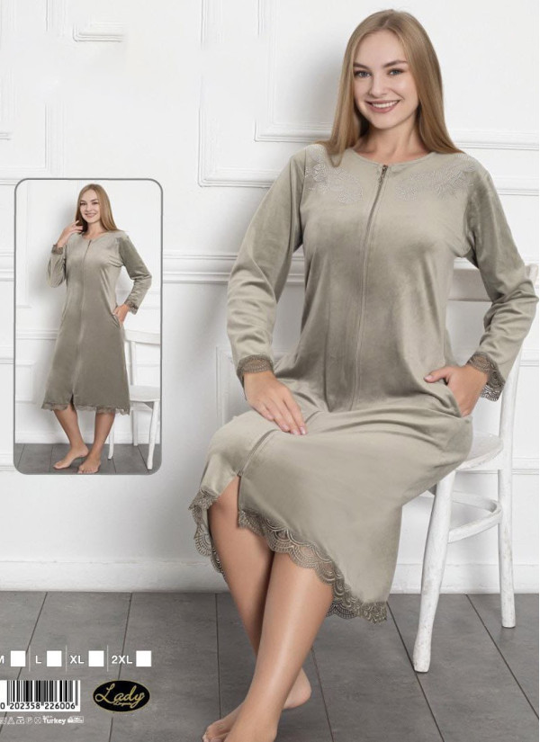 Lady 26006 Velour Women's Robe (M+L+XL+2XL) — Turkish textile wholesale