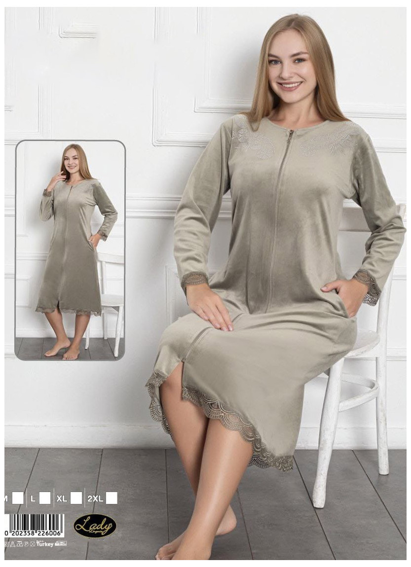 Lady 26006 Velour Women's Robe (M+L+XL+2XL) — Turkish textile wholesale