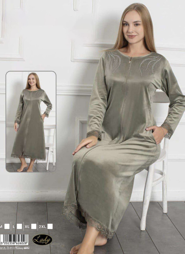 Lady 26028 Velour Women's Robe (M+L+XL+2XL) — direct Turkish factory supply