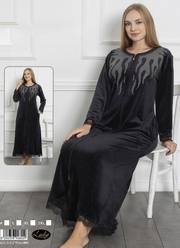Lady 26029 Velour Women's Robe (M+L+XL+2XL) — wholesale from Turkey