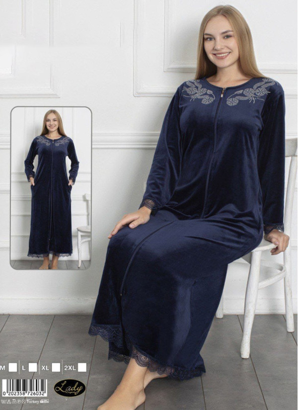 Lady 26032 Velour Women's Robe (M+L+XL+2XL) — Turkish textile wholesale