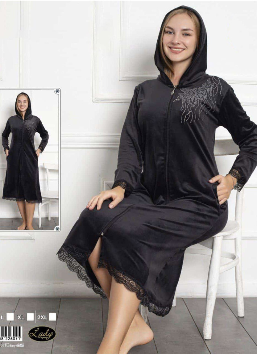 Lady 26051 Velour Women's Robe (M+L+XL+2XL) — direct Turkish factory supply