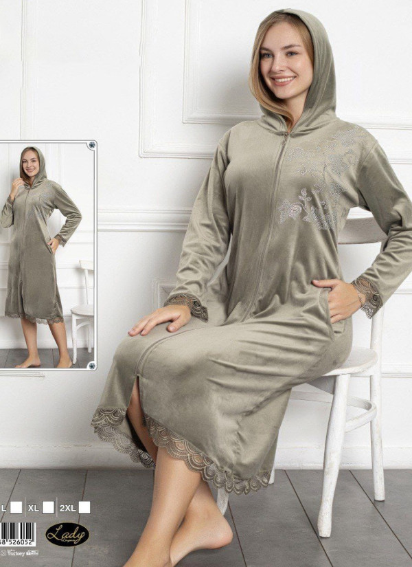 Lady 26052 Velour Women's Robe (M+L+XL+2XL) — wholesale from Turkey