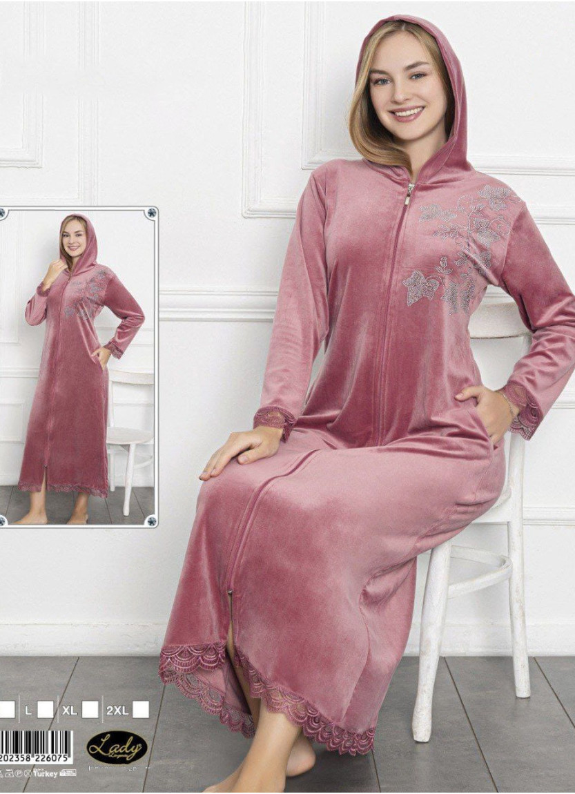 Lady 26075 Velour Women's Robe (M+L+XL+2XL) — factory-direct from Turkey