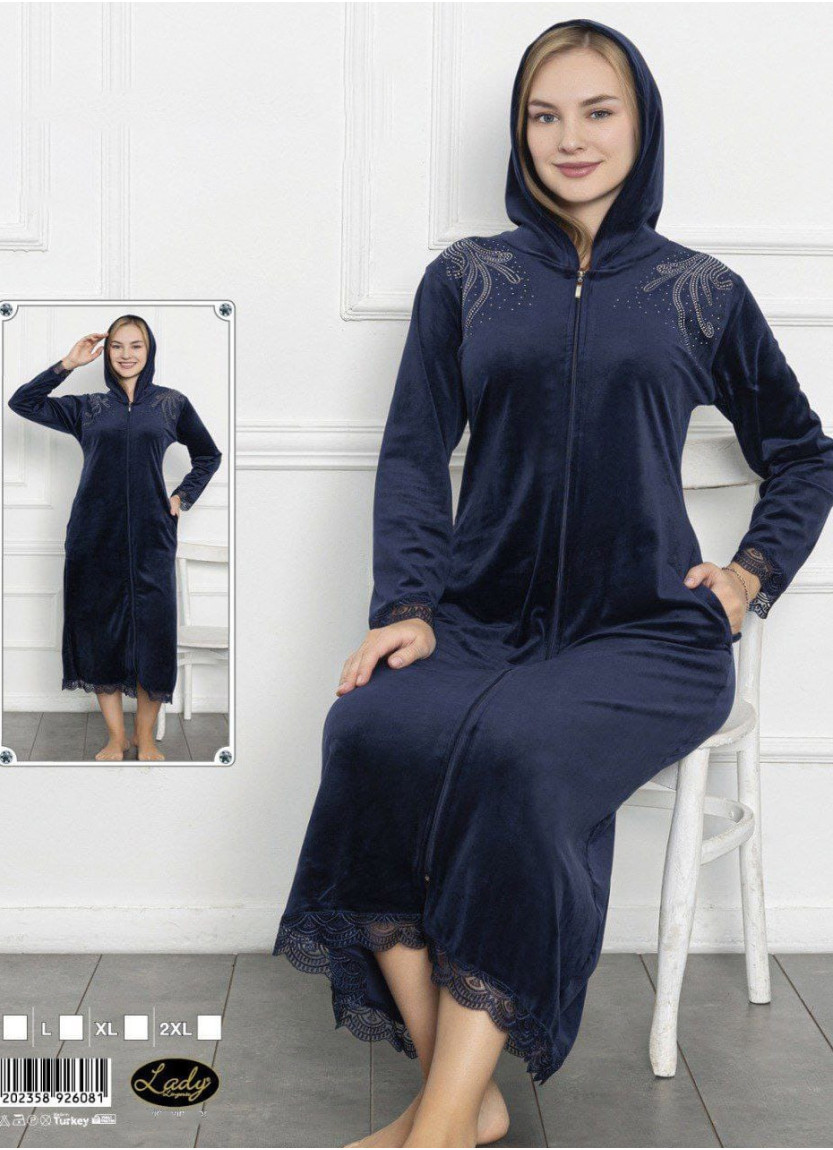 Lady 26081 Velour Women's Robe (M+L+XL+2XL) — factory-direct from Turkey