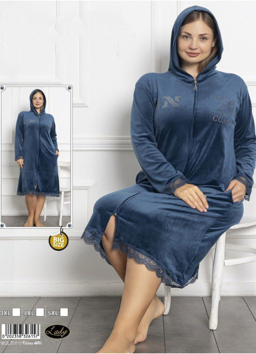 Lady 26157 Velour Women's Robe (3XL+4XL+5XL) — direct Turkish factory supply