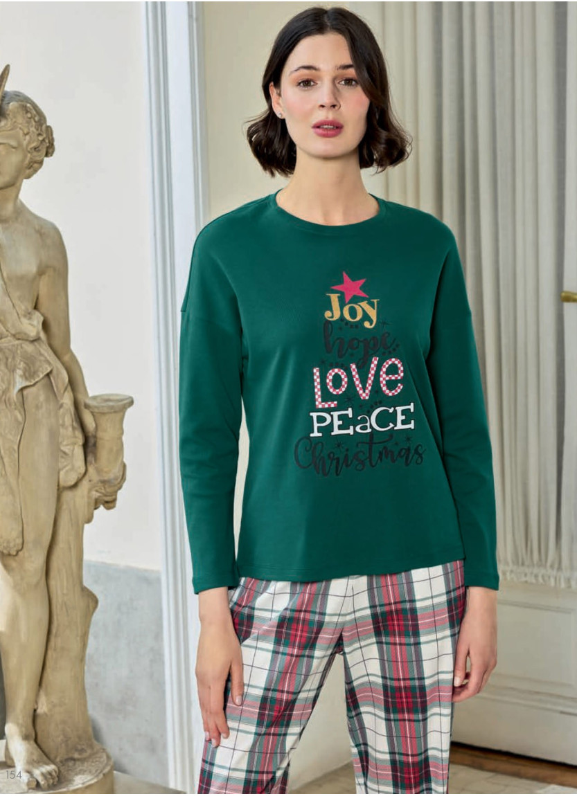 Пижама Женская Хлопковая с Длинным Рукавом (S+M+L+XL) MONAMISE 25191 — купить оптом из Турции