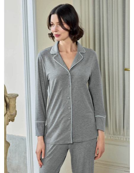 Пижама Женская на Пуговицах с Длинным Рукавом (S+M+L+XL) MONAMISE 25192 — купить оптом со Стамбула