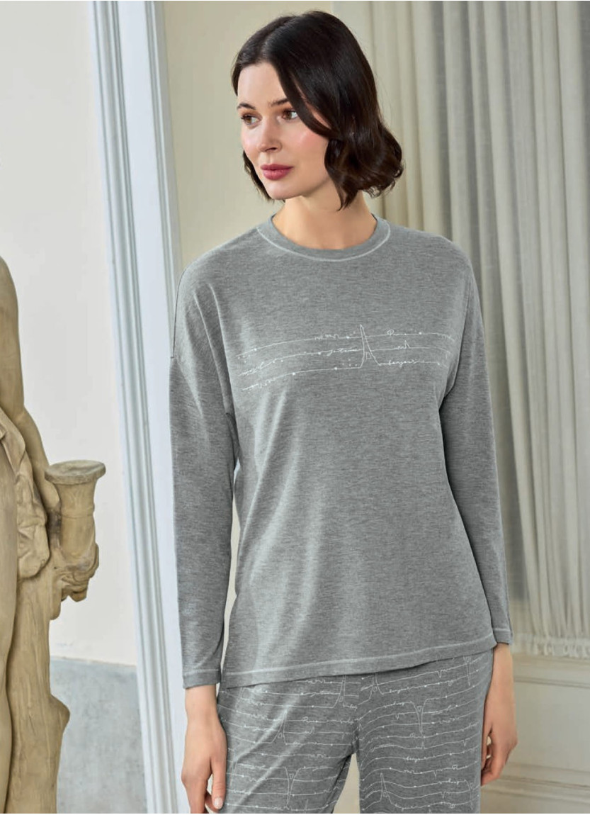 Пижама Женская с Длинным Рукавом (S+M+L+XL) MONAMISE 25193 — купить оптом из Турции