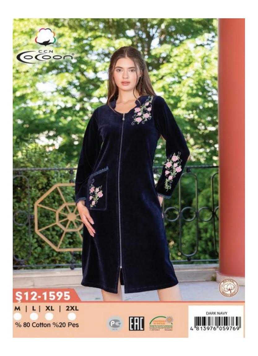 CCNŞ12-1595_DRN Velour Women's Robe (M+L+XL+2XL) — Turkey wholesale collection
