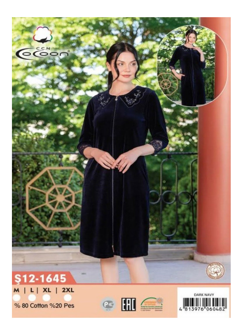 CCNŞ12-1645_DRN Velour Women's Robe (M+L+XL+2XL) — Turkey wholesale collection