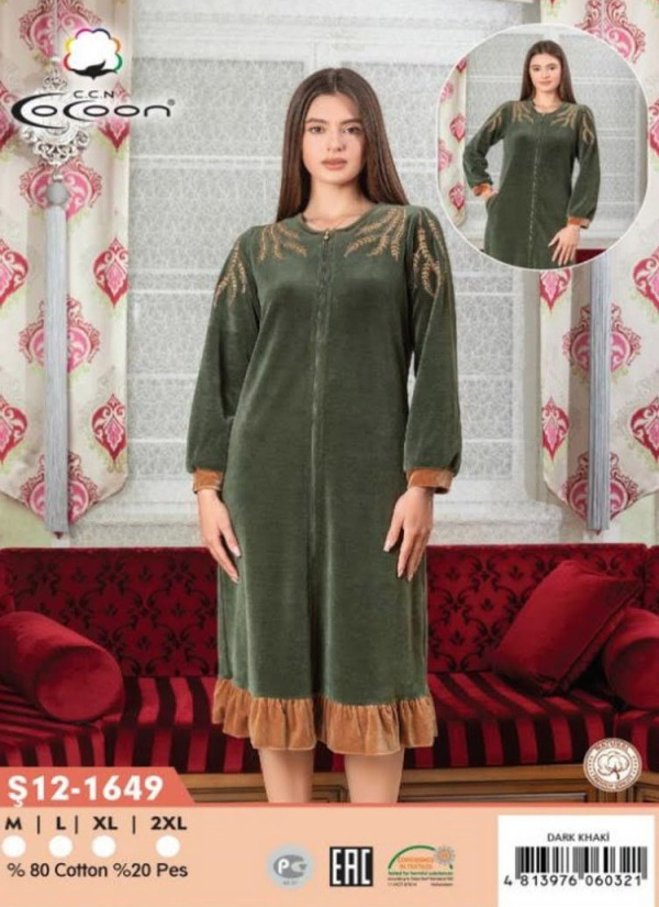 CCNŞ12-1649_DKH Velour Women's Robe (M+L+XL+2XL) — wholesale for boutiques